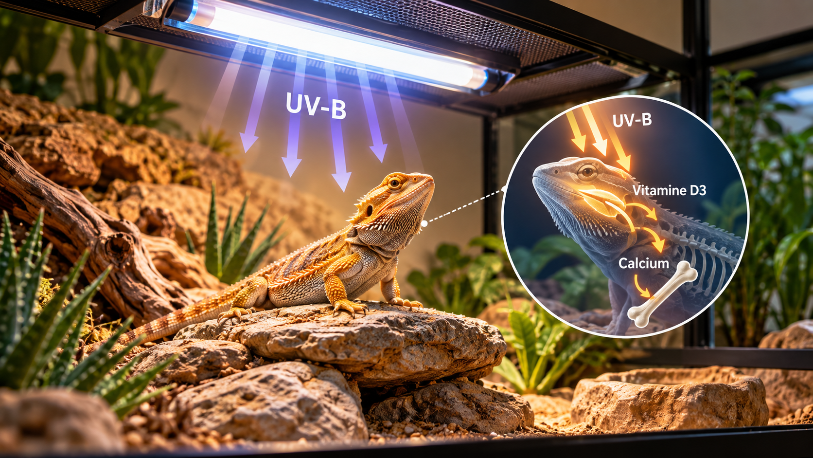 Image illustrant l’importance des UV-B pour les reptiles en terrarium